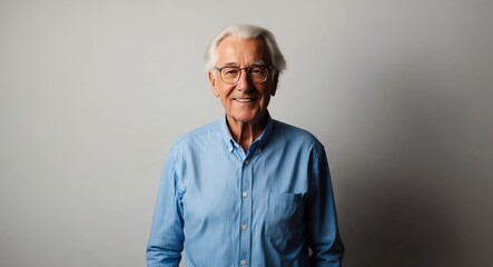 Fototapeta premium caucasian elderly man nerd casual bright background wearing fashion portrait