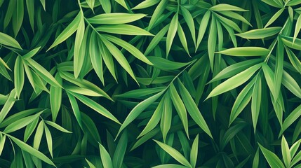 Obraz premium A vibrant collection of bamboo leaves in varying shades of green, creating a lush, natural backdrop full of texture and freshness.