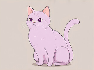 Fototapeta premium cartoon style, full body of Thai Lilac (Cat), isolated on a white background