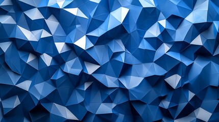 Obraz premium Abstract blue geometric background with three-dimensional polygonal shapes, perfect for modern design projects and digital backgrounds.