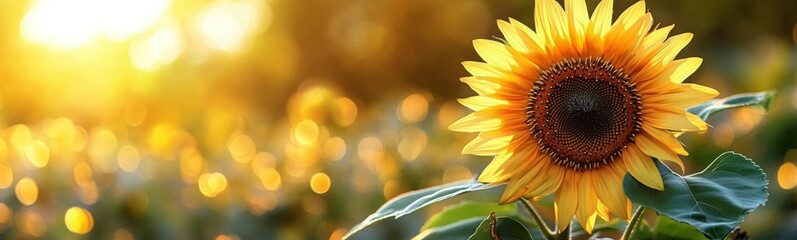 Fototapeta premium Sunflower that is standing in the middle of a field