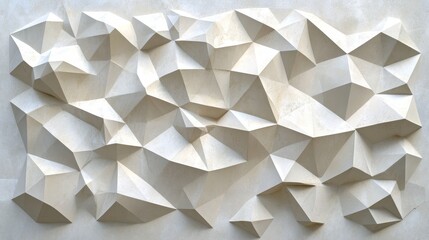 Abstract geometric paper art with three-dimensional shapes and textures, creating a visually dynamic and modern background.