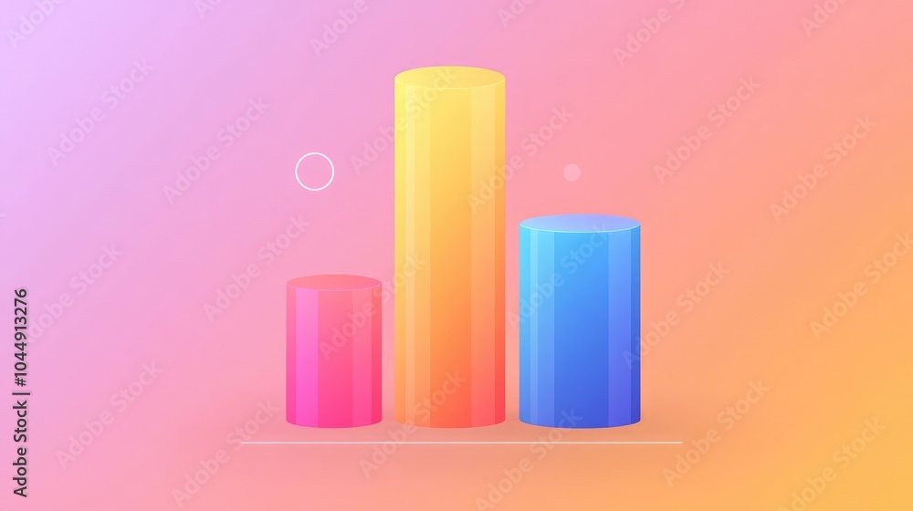 Poster colorful bar graph on gradient background
