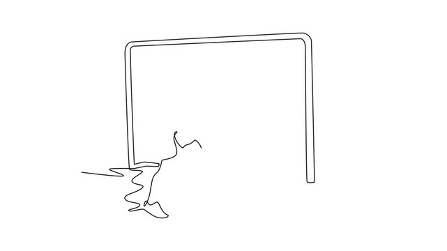 Futsal sports. Sports concept. Single line draw design. Full length animation illustration. High quality 4k footage.