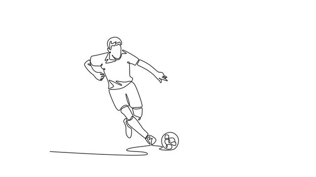 Futsal sports. Sports concept. Single line draw design. Full length animation illustration. High quality 4k footage.
