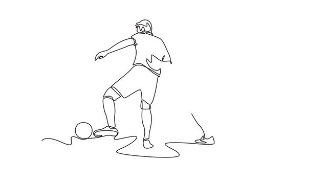 Futsal sports. Sports concept. Single line draw design. Full length animation illustration. High quality 4k footage.