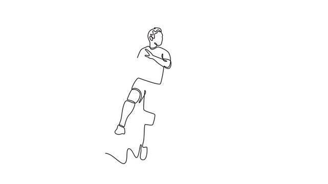 Futsal sports. Sports concept. Single line draw design. Full length animation illustration. High quality 4k footage.