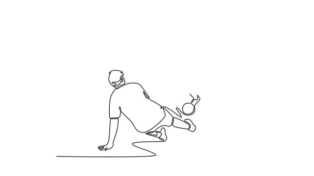 Futsal sports. Sports concept. Single line draw design. Full length animation illustration. High quality 4k footage.
