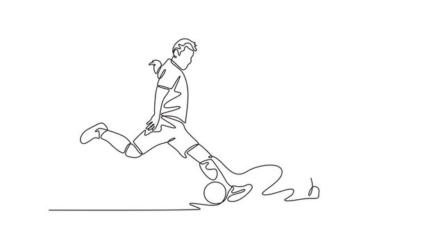 Futsal sports. Sports concept. Single line draw design. Full length animation illustration. High quality 4k footage.