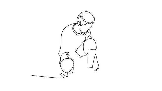 Futsal sports. Sports concept. Single line draw design. Full length animation illustration. High quality 4k footage.
