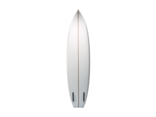a white surfboard with red stripe