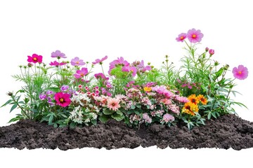 A cluster of flowers growing in the dirt
