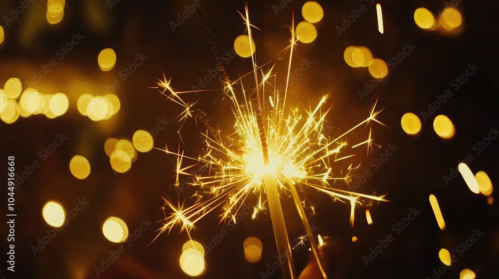 Poster sparkler creating bright light in dark background