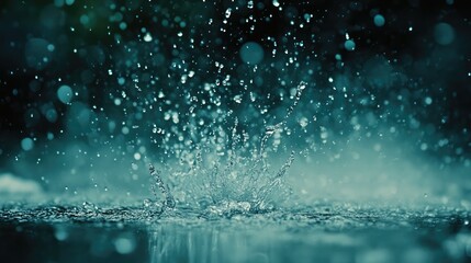 Tranquil Raindrops Creating Ripples on Surface