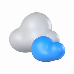 Cloudy Weather 3D Icon Weather Model with Transparent Background