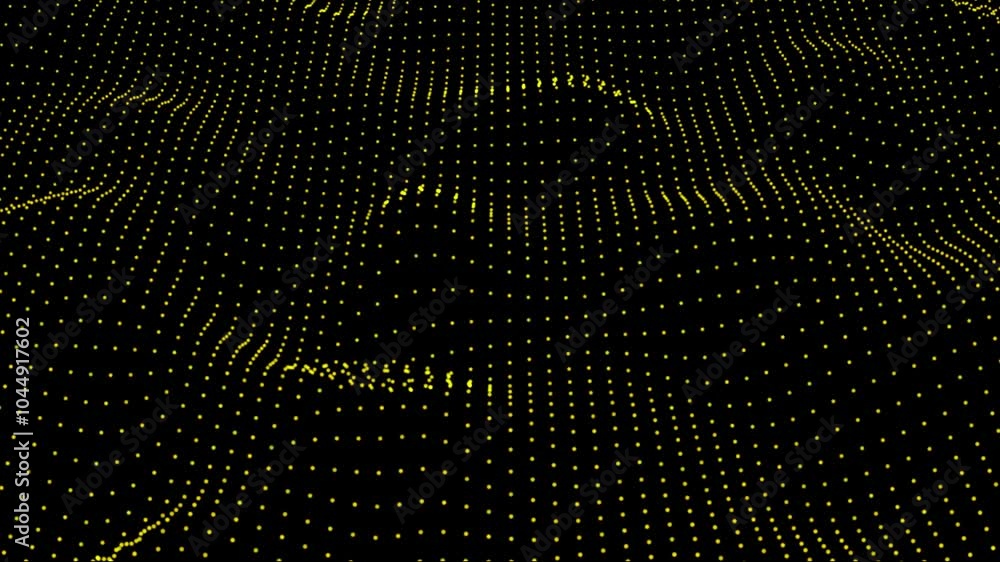 Poster abstract wave technology black background with white color digital dot animation. abstract particles