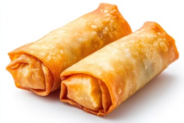 Eggroll: Close-up of Crispy Chinese Dim Sum with Cabbage and Carrot