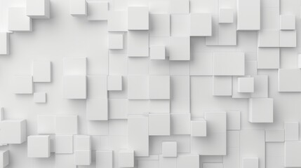 Abstract white geometric landscape featuring interconnected cubes, creating a sense of depth and structure, ideal for modern design and digital art applications.