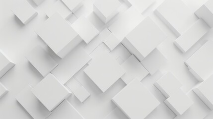 Geometric Harmony, a captivating abstract 3D composition featuring a white background adorned with interlocking cubes, creating a sense of depth and modern elegance.