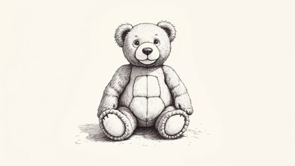 Obraz premium A charmingly detailed bear plush toy sits in solitude, inviting warmth and nostalgia with its artistic simplicity and inviting expression