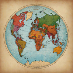 Illustration of a Colored map of world.