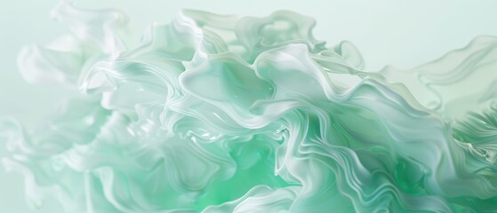 Fototapeta premium Mint Green and Seafoam Blue Dance, an abstract formation intertwining vibrant hues, evoking a sense of fluidity and harmony in a captivating visual display.