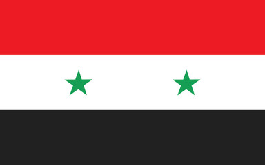The flag of Syria. Flag icon. Standard color. Standard size. A rectangular flag. Computer illustration. Digital illustration. Vector illustration.