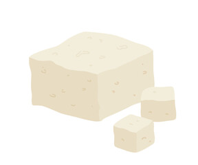 Various types of cheese realistic vector illustration. feta cheese isolated on white background. Curd product for design, recipe book, advertising or restaurant menu