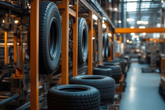 Tire Assembly Line in Modern Industrial Factory