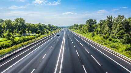 Naklejka premium Expansive Highway Under Clear Blue Sky