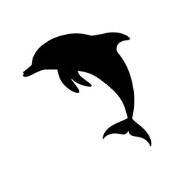 Ink sketch of dolphin silhouette isolated on white background. Design element, vector illustration.