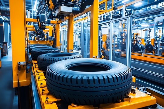 Automated Tire Manufacturing Process in Modern Industrial Factory