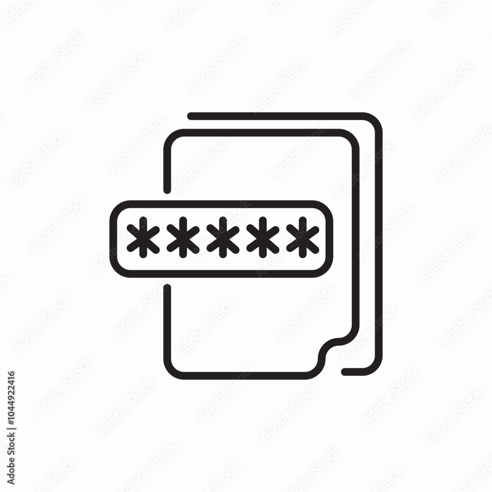 Poster file lock password icon sign vector