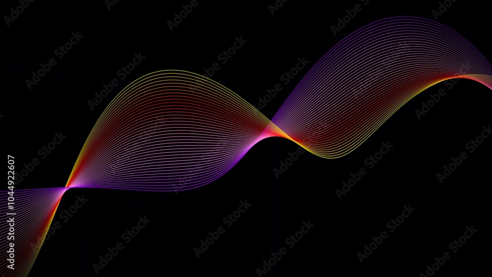 Poster background line wave pattern, gradient color line wave abstract background