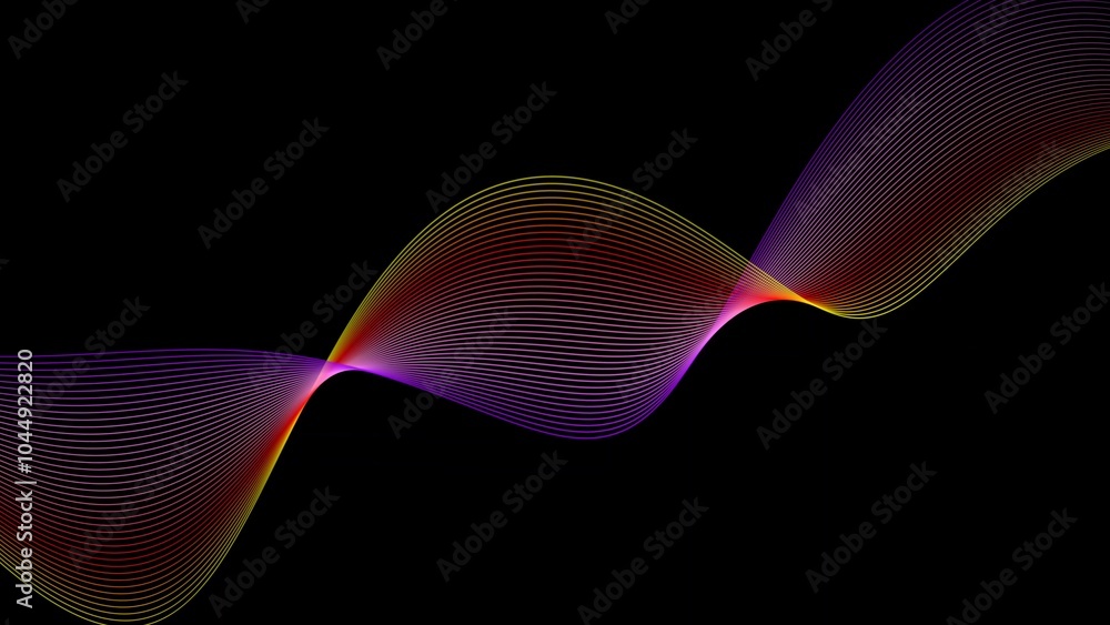Poster background line wave pattern, gradient color line wave abstract background