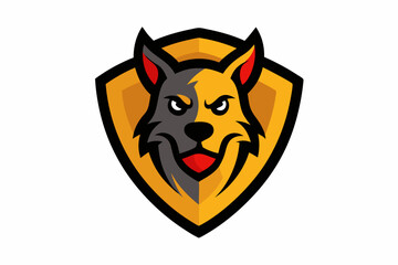 Illustration of angry dog head. Design element for poster card, logo, emblem, sign. Vector illustration.This i an editable file.