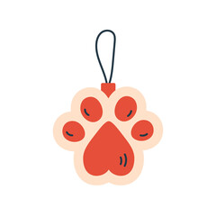 Paw Print Christmas Bauble Decoration. Cat and Dog Xmas Symbol. Pet Sign for holiday celebration. Isolated vector illustration in flat style.