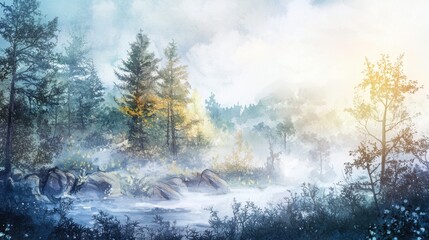 Ethereal Landscapes: A 4K Watercolor Wonderland