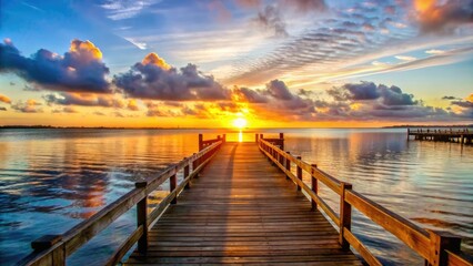 Obraz premium Wooden Dock Sunrise. 