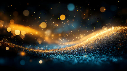 Abstract Blue and Gold Glitter Background