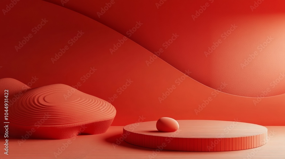 Poster minimalist red background for abstract art or design generative ai