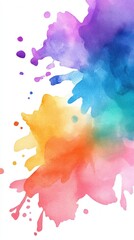 Vibrant watercolor splashes in an array of colors, perfect for backgrounds or artistic designs on a white isolated background.