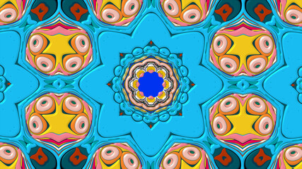 Abstract colorful psychedelic mandala kaleidoscope background pattern for a summer music festival
