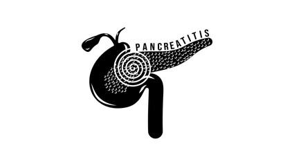 Pancreatitis emblem, black isolated silhouette