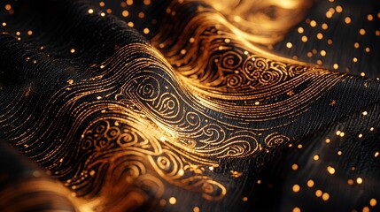 Close-up of Indonesian Batik pattern, traditional bird and flower motifs in soft pastel colors, fine detailing on woven fabric