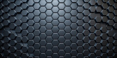 Sleek black hexagonal pattern background aerial view