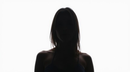 A person’s silhouette against a white background, without facial features or expression, symbolizing the loss of identity or individuality.