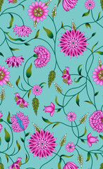 drawing seamless floral pattern