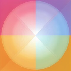 a close up of a colorful circular with a white center