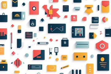 Fototapeta premium A creative icon set of digital and tech symbols